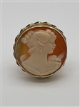 14k Gold Cameo Shell Ring
