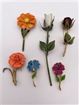 (6) Enamel Flower Brooches 
