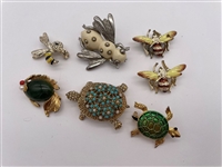 Group of Enamel Seed Pearl Brooches Ciner and Others