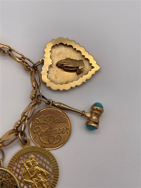 14k Gold Charm Bracelet with 9 Gold Charms Including (3) 18k Gold 