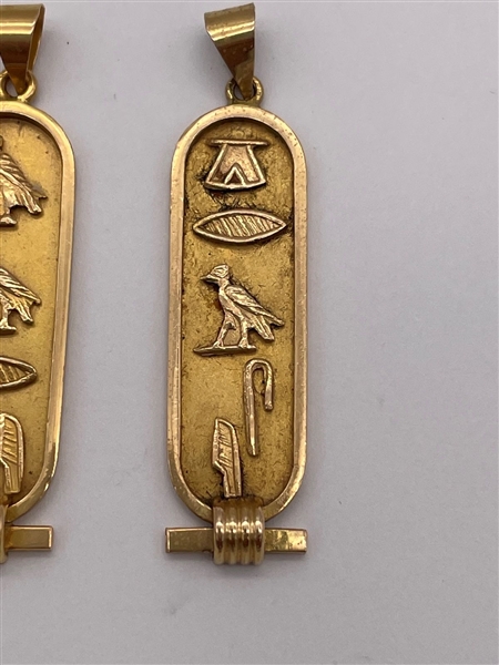 (2) 18k Gold Egyptian Pendants 