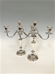 Pair of Friedman Silver Co. Silver Plate Three Arm Candelabras
