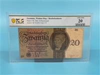 1924 Germany Weimar Republic 20 Reichsmark Banknote PCGS VF20