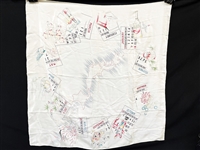 Vintage 1950s Silk Scarf With Monthly Calendar Blocks in White