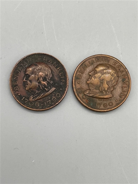 (2) Benjamin Franklin Memorial Medals