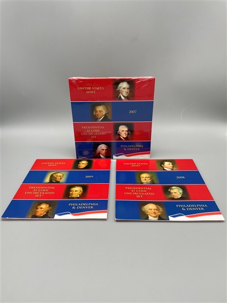 2007, 2008, 2009 US Mint Presidential $1 Uncirculated P & D Sets