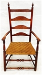 Single Shaker Ladderback Rush Seat Arm Chair