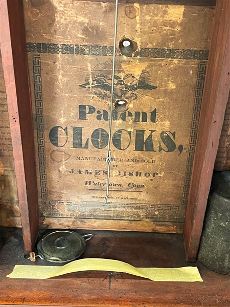 James Bishop Connecticut Mantle Clock Hand Painted Front Glass Panel
