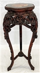 Chinese Rosewood Carved Marble Inlay Top Pedestal