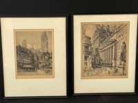 Pair of Andrew Karoly (Hungarian/American b.1893) Framed Etchings