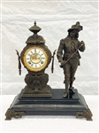 1882 Ansonia Clock Figural Clock With Spelter Musketeer Sculpture