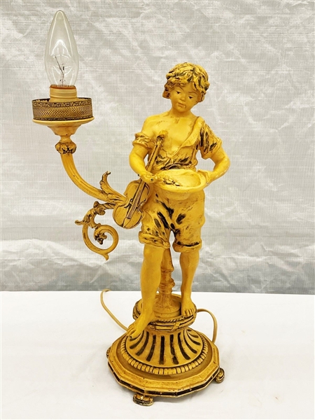 Cold Painted White Metal Figural Lamp