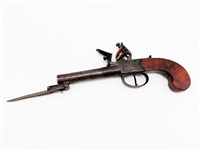 British Boxlock Flint Pistol With Bayonet