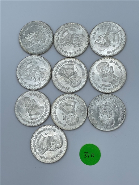 (10) 1967 Mexico Un Peso .100 Uncirculated Condition (#310)