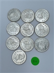 (10) 1967 Mexico Un Peso .100 Uncirculated Condition (#310)