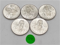 (5) 1979 Mexico 100 Pesos .720 Silver Coins Uncirculated (#327)
