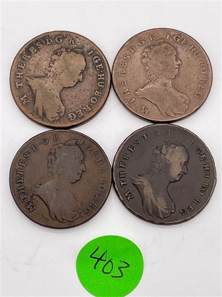 (4) Hungary Poltura Maria Theresa Copper Coins KM 377.1 (#403)