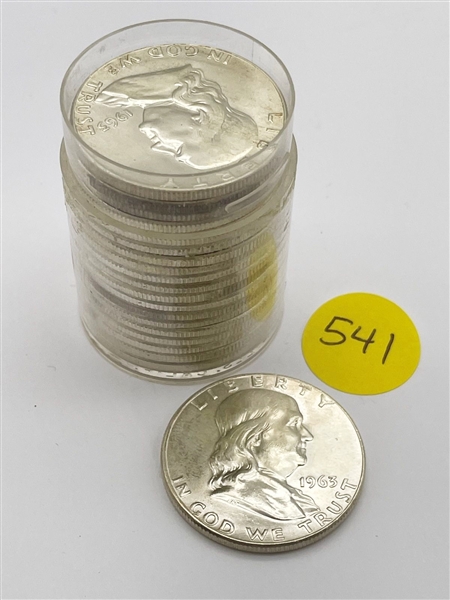1963 Franklin Half Dollar Roll BU 90% Silver (541)