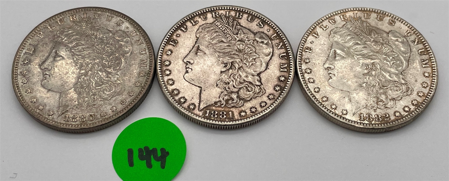 1880-P, 1881-S, and 1882-P Morgan Silver Dollar Lot (144)