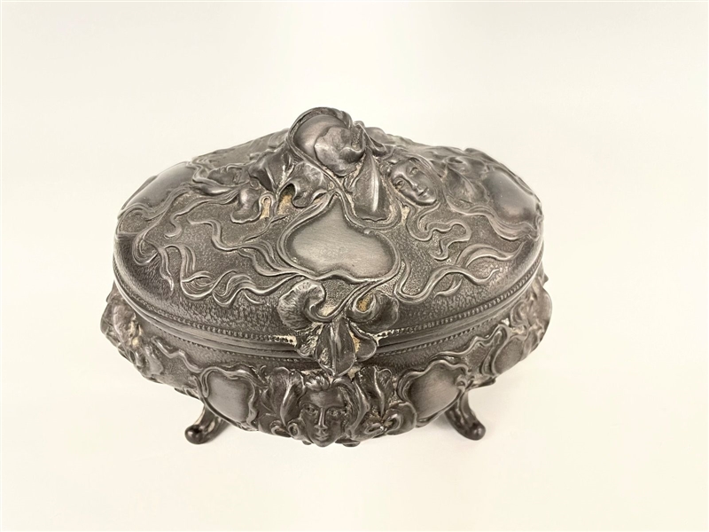 Art Nouveau Metal Lidded Dresser Jar