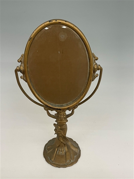 Victorian Brass Dressing Figural Mirror