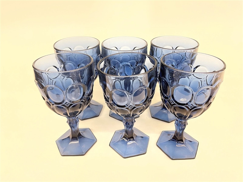 (6) Fostoria Moonstone Blue Glasses