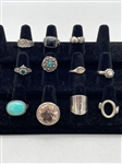 (11) Sterling Silver Rings With and Without Turquoise