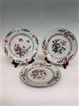 (3) Kangxi Famille Plates With Flowers Chinese Porcelain 