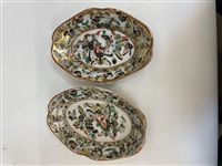 (2) Small 1000 Butterfly Chinese Porcelain Dishes