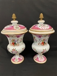 Pair of French Armorial Lidded Urns With Coat of Arms English Crest 