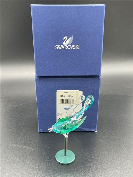 Swarovski Crystal Paradise Birds Boali Antique Green Sterling and Crystal With Box