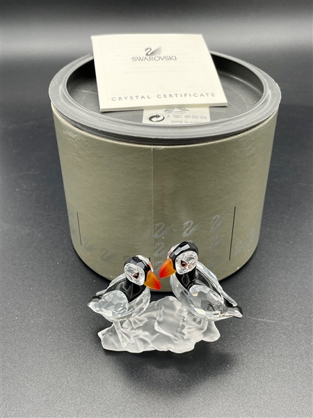 Swarovski Crystal #7621 Puffins With COA and Original Box