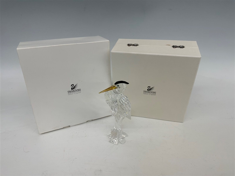 Swarovski Crystal Silver Heron With Box