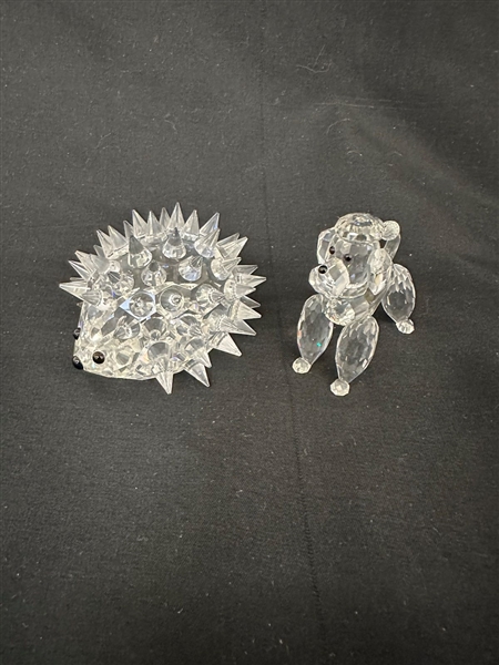 (6) Swarovski Crystal Figurines: Poodle, Fawn, Hedgehog, Horse, Swan, Bee on Flower