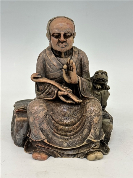 Heavy Hand Carved Soapstone Buddha
