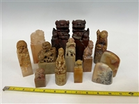 (13) Group of Carved Soapstone Seals 