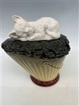 McCoy Pottery White Cat on Coal Bucket Cookie Jar