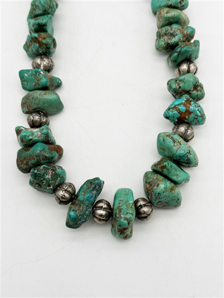 Heavy Chunky Sterling Silver Turquoise Necklace