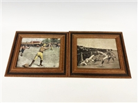 (2) Etchings on Acrylic: Remington "Yale vs. Princeton", W.G. Gaul "Thrown Out on 2nd Base"