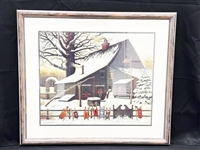 Charles Wysocki Print Matted, Framed "Cocoa Break at the Copperfields"