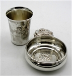 1870 Gorham Silver Plate Childs Porringer and Cup Noahs Ark