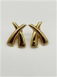 14k Gold Earrings X Shape Modern 