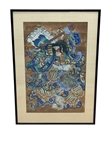 Style of Kuniyoshi Samurai Watercolor Painting