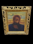 Oil on Board In Gilt Gesso Frame Man With Red Hair