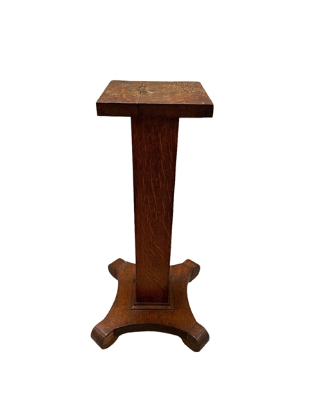 Antique Oak Pedestal Stand