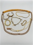 Group of Costume Jewelry Necklaces, Bracelets, Belt