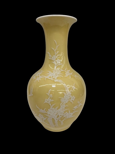 Chinese Republic Pate Sur Pate Yellow Glazed Vase