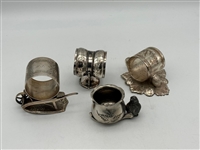 (4) Quadruple Silver Plate Figural Napkin Rings