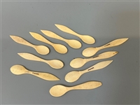 (10) Bone Carved Salt Dip Spoons Made in France
