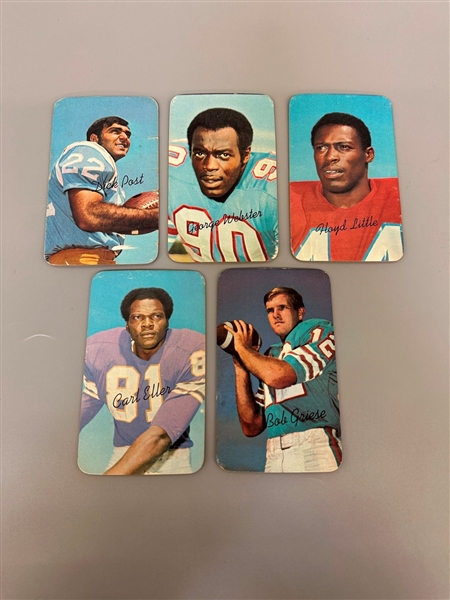 (5) 1970 Topps Super Football Cards: Bob Griese, Floyd Little Others